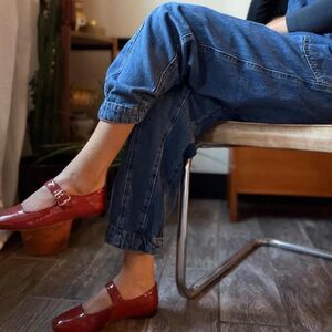 Sam Edelman rust red Mary Jane flats